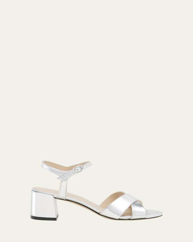 Dayna Metallic Crisscross Ankle-Strap Sandals